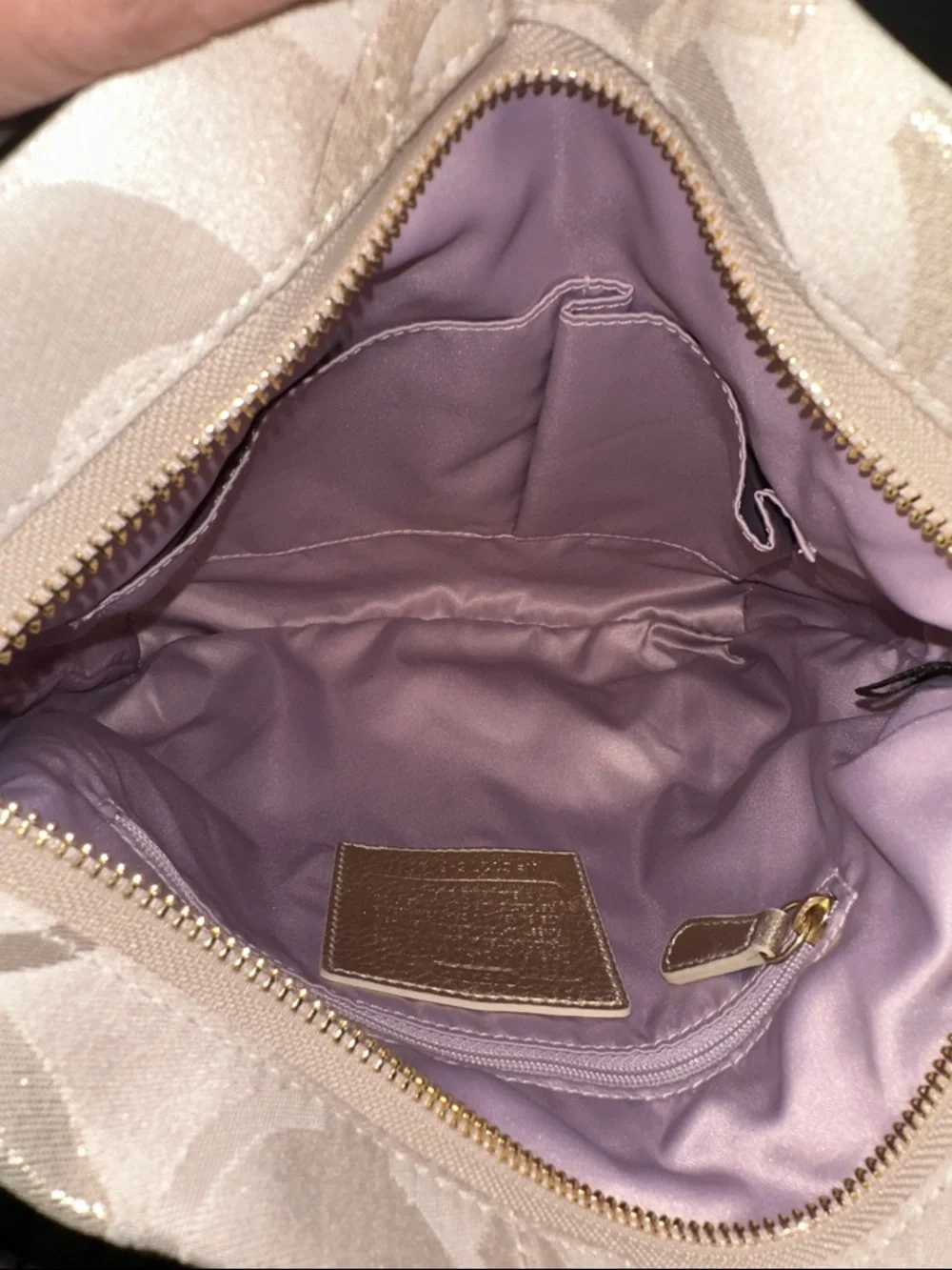 Coach Metallic Gold and Cream Signature Crossbody Shoulder/Crossbody Bag - Picture 12 of 15